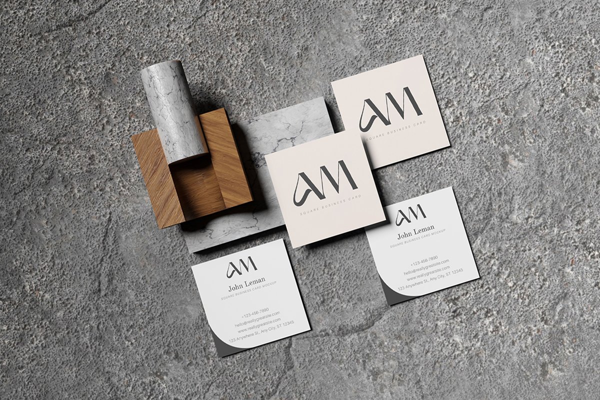 Elegant Square Business Card Mockup