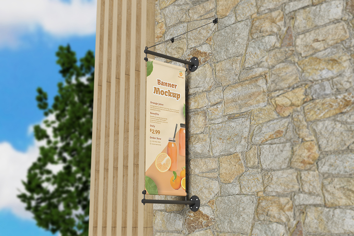 Outdoor Wall Banner Mockup