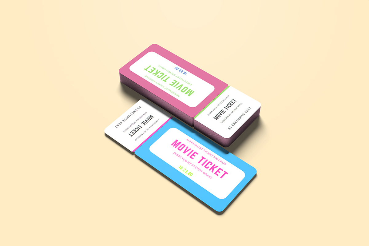 Colorful Movie Ticket Mockup