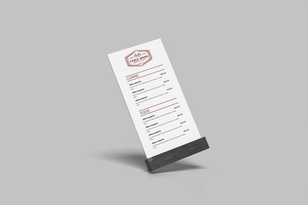 Clean Table Tent Menu Mockup