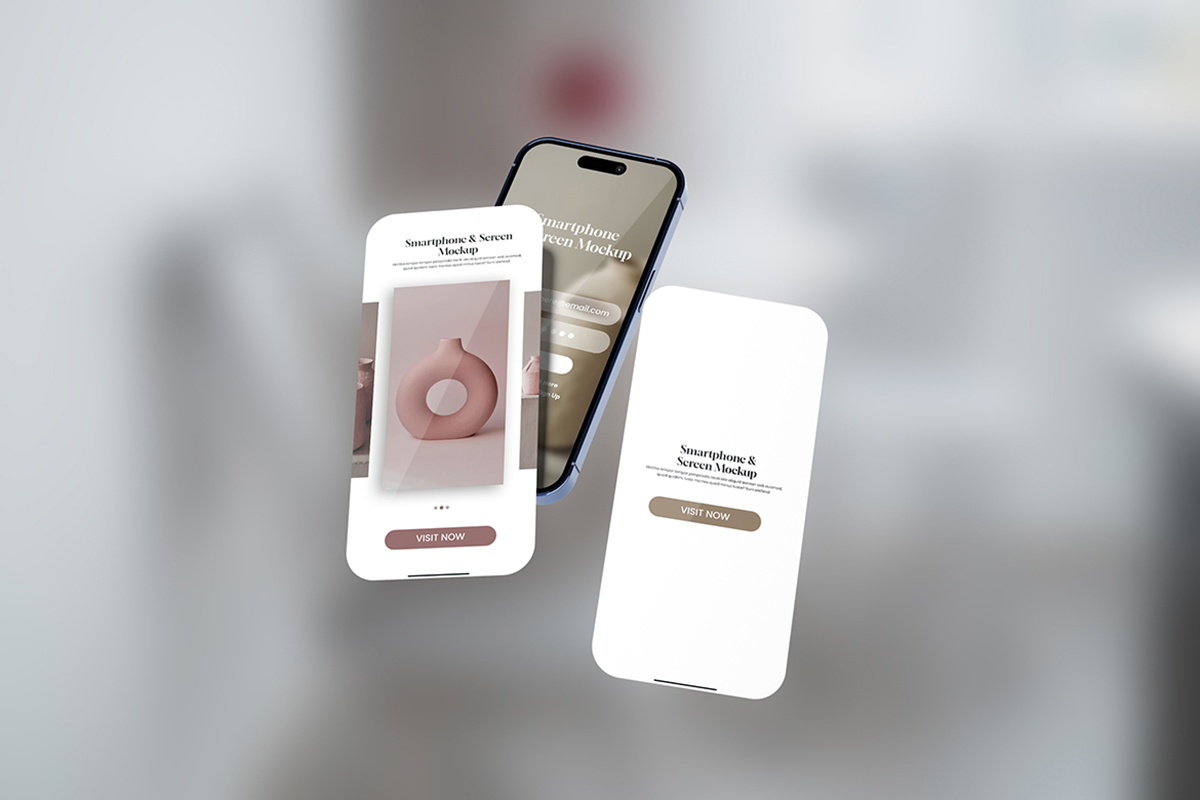 Screen and Smartphone Mockup for UI Design