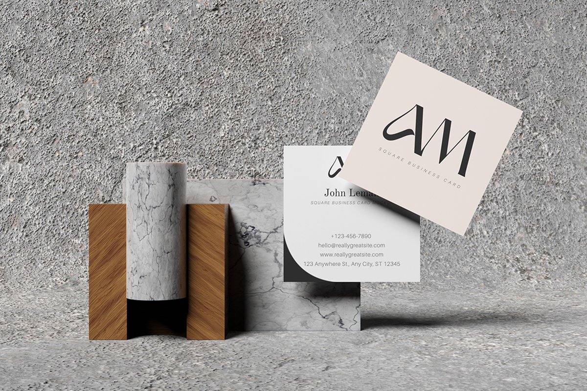 Elegant Square Business Card Mockup