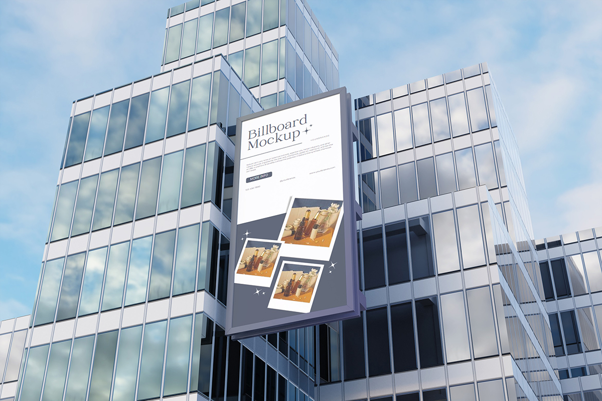Building Vertical Billboard Mockup