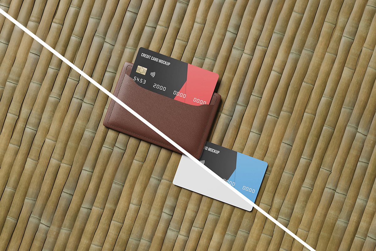 Realistic Credit Card and Wallet Mockup