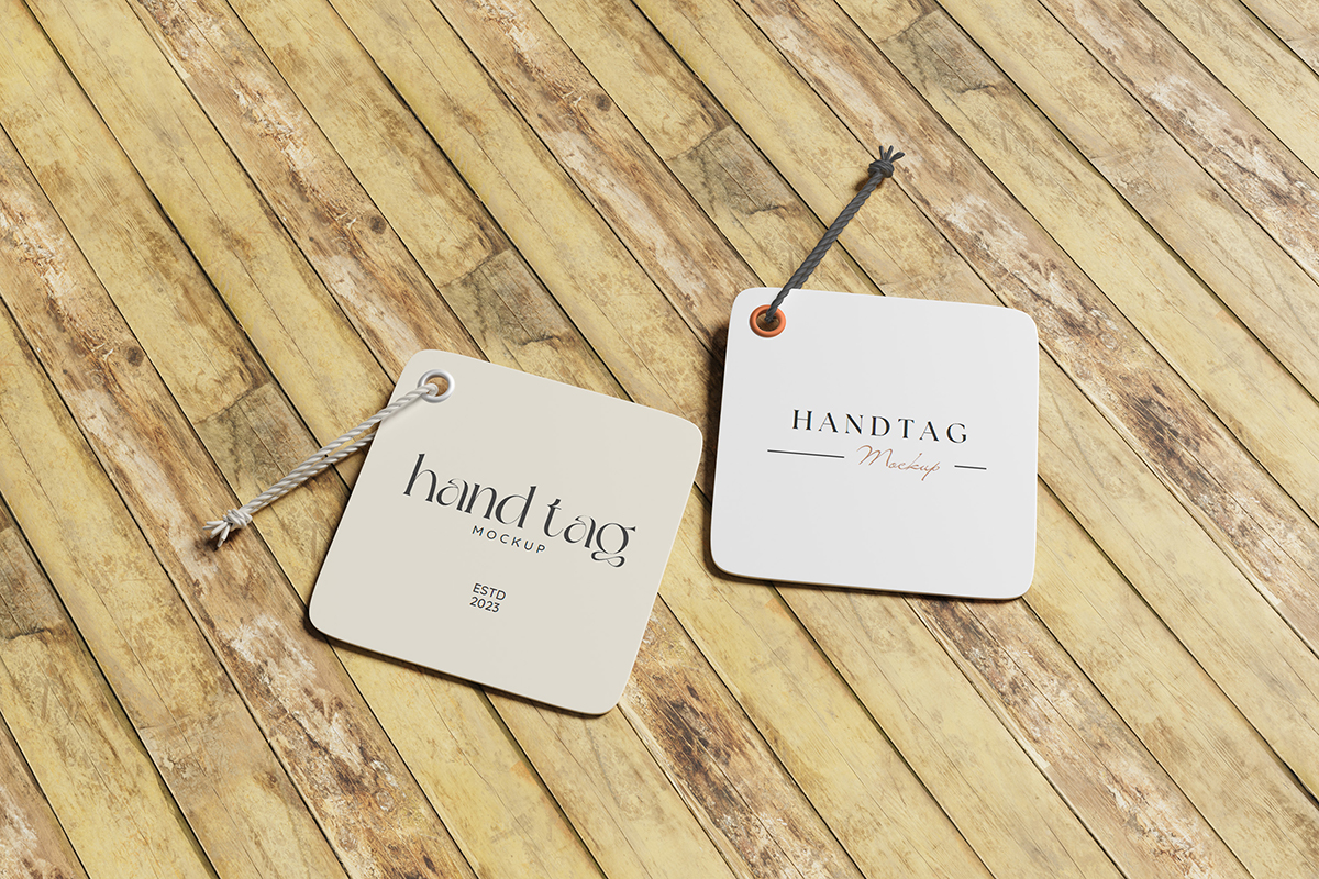Realistic Hand Tag Mockup