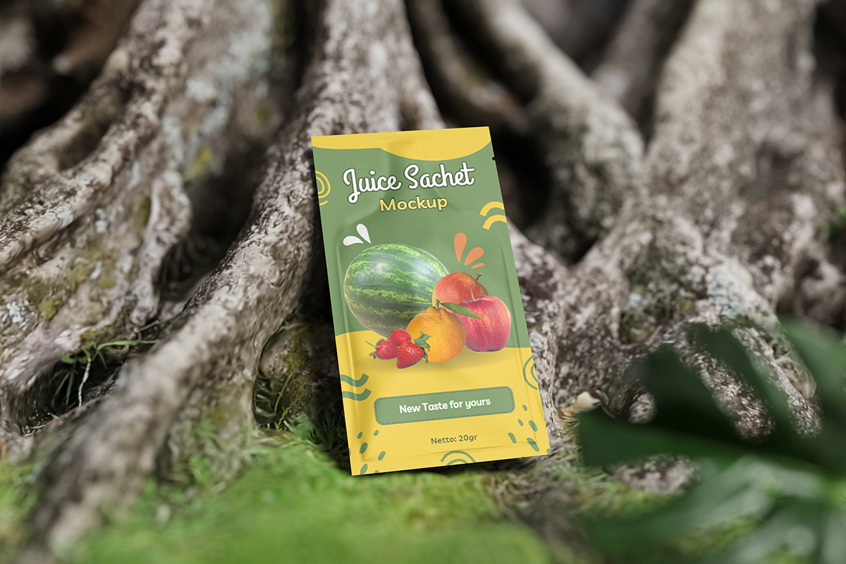 Juice Sachet Mockup