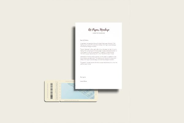 A4 and Ticket Mockup