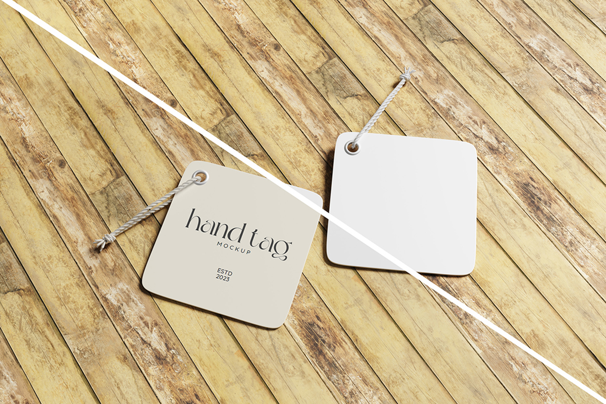 Realistic Hand Tag Mockup