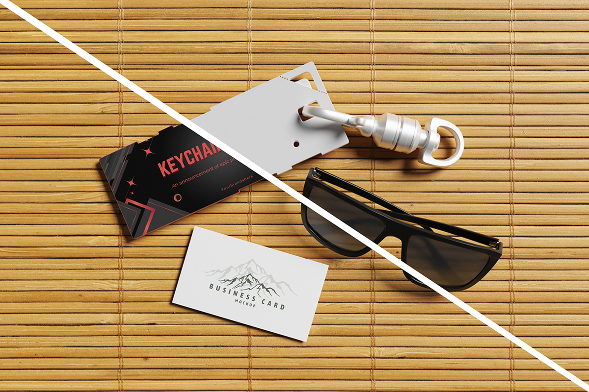 Keychain and Business Card Mockup