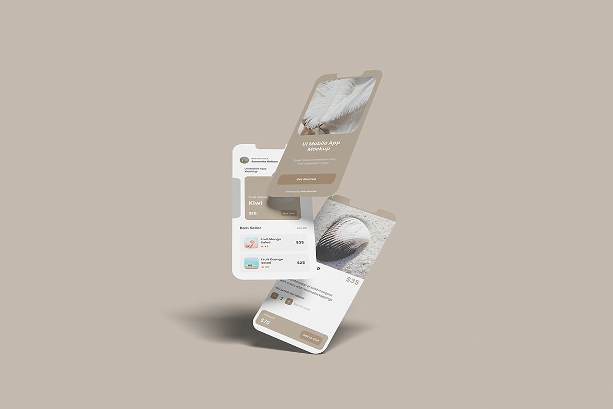 Free Floating UI Screen Mockup 1