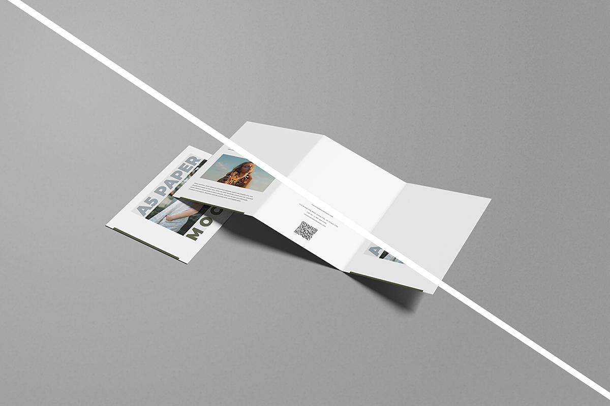 Free Minimalist A5 Trifold Brochure Mockup 2