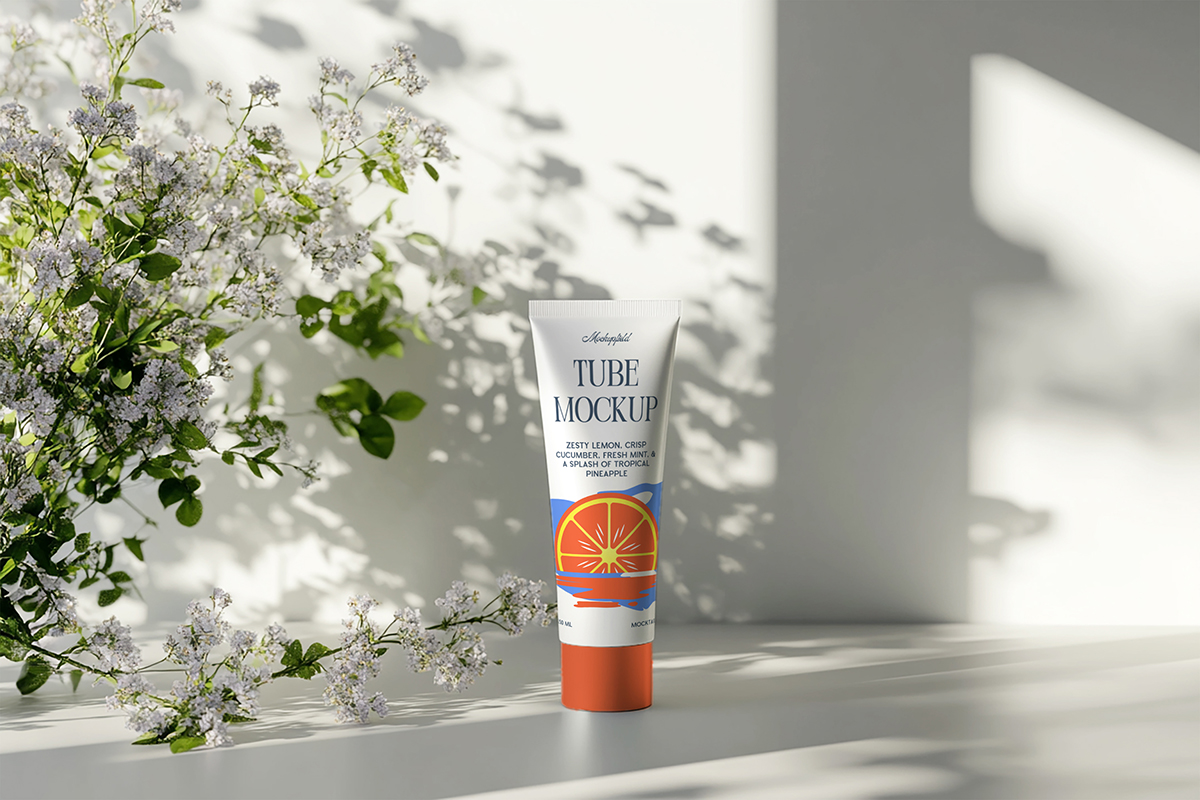 Free Minimalist Cosmetic Tube Packaging Mockup Prev 1