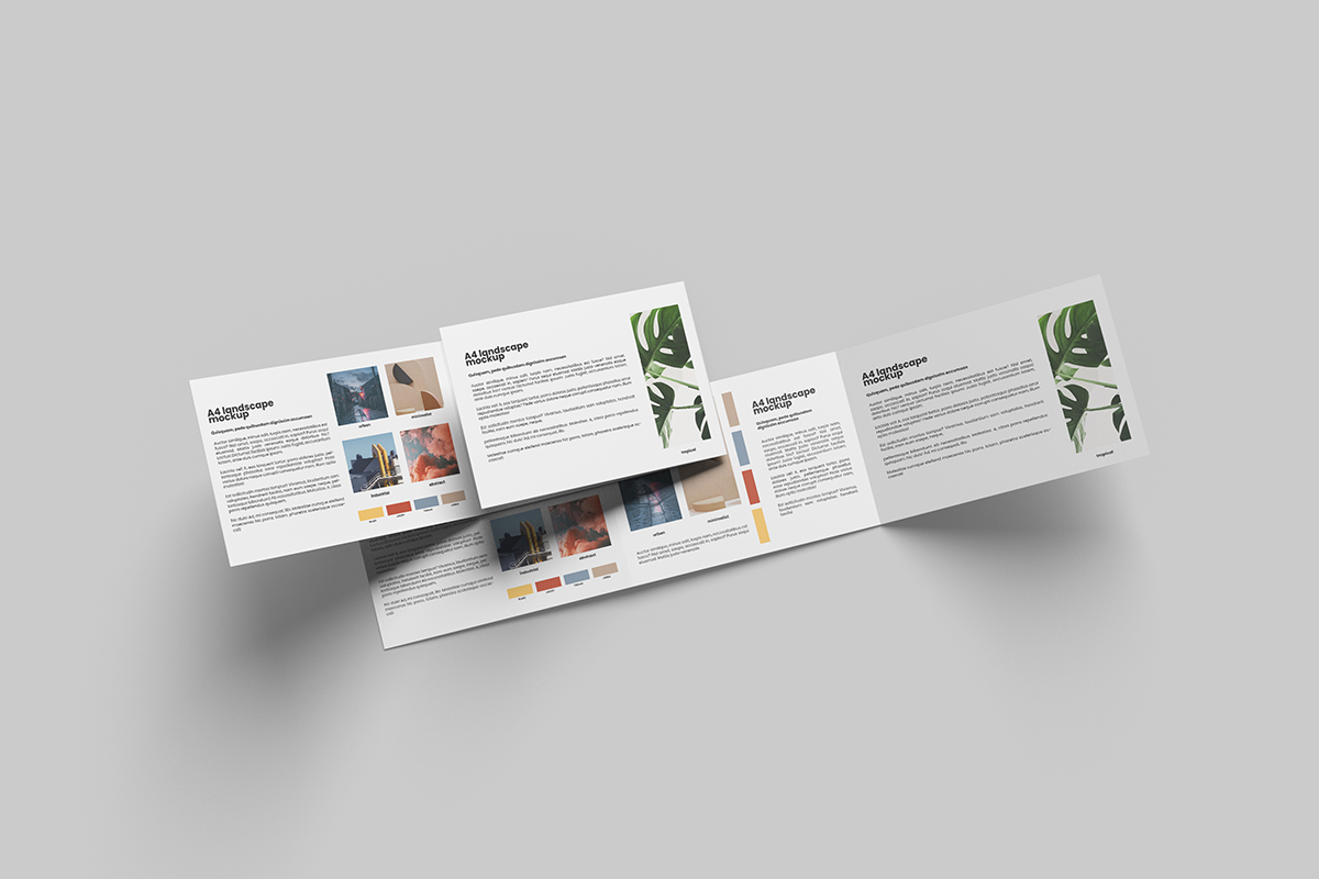 Free Minimalist Landscape Trifold Brochure Mockup 1