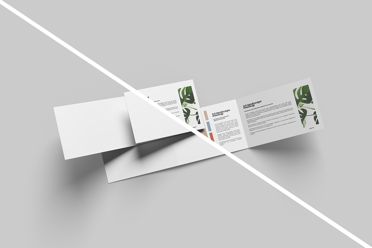 Free Minimalist Landscape Trifold Brochure Mockup 2