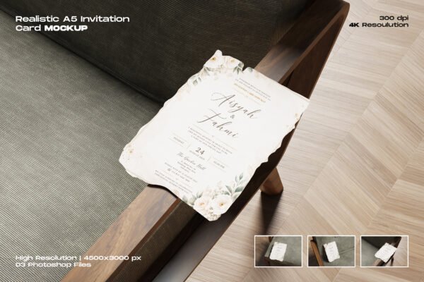 Realistic A5 Invitation Card Mockup