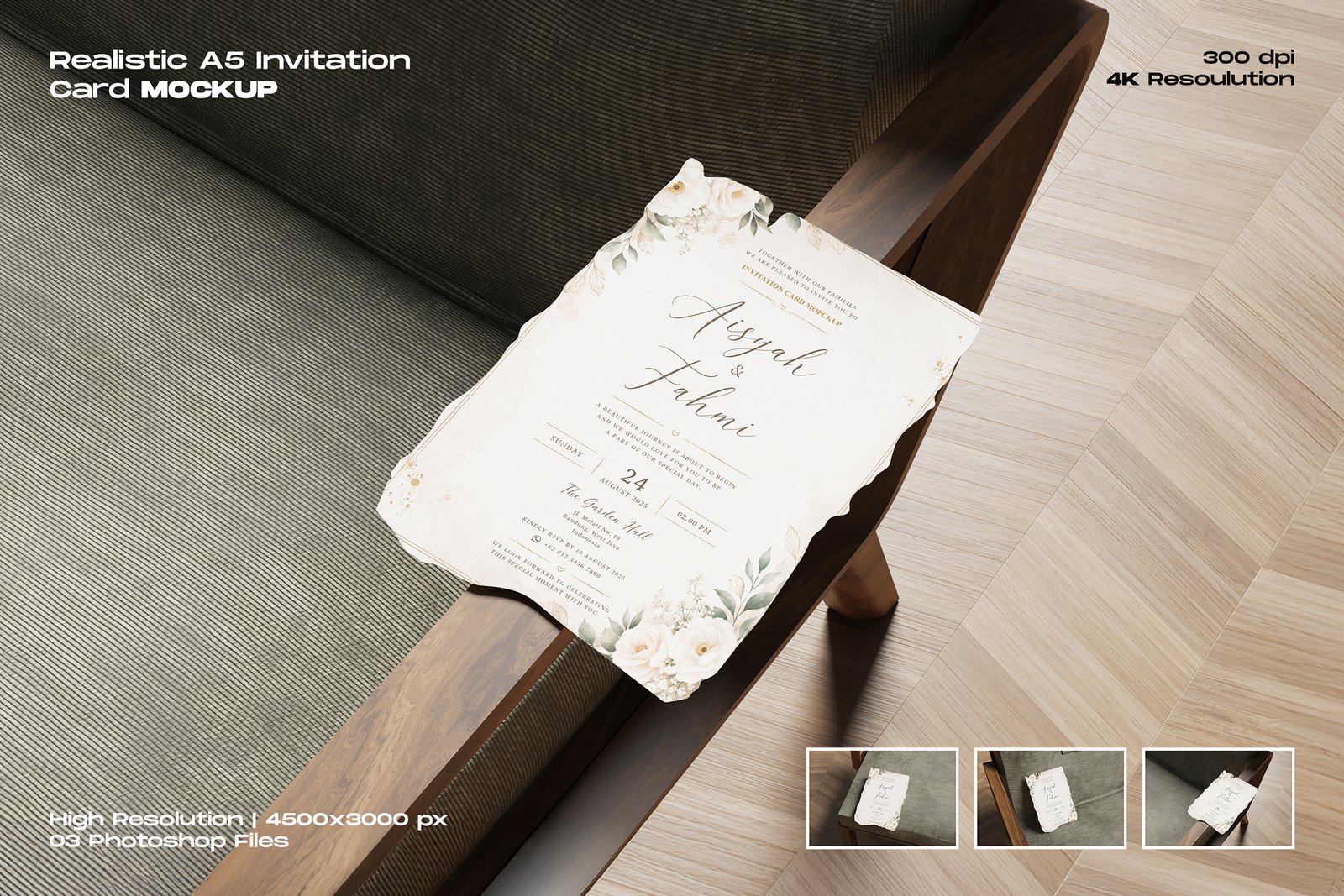 Realistic A5 Invitation Card Mockup