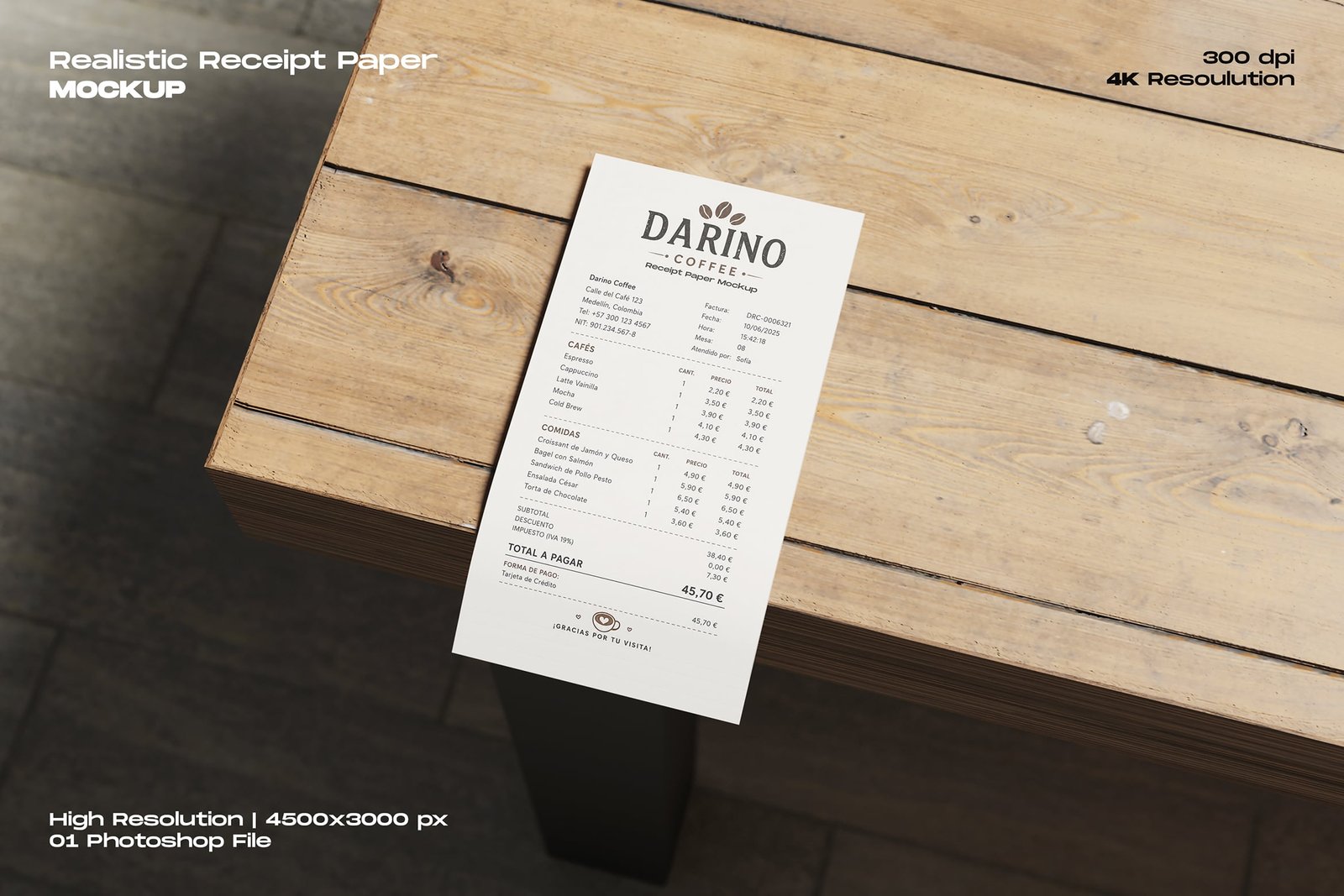 Realistic Receipt Paper Mockup