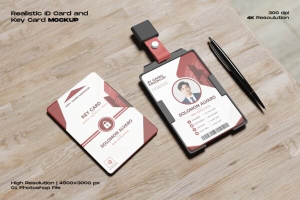 Realistic ID Card and Key Card Mockup