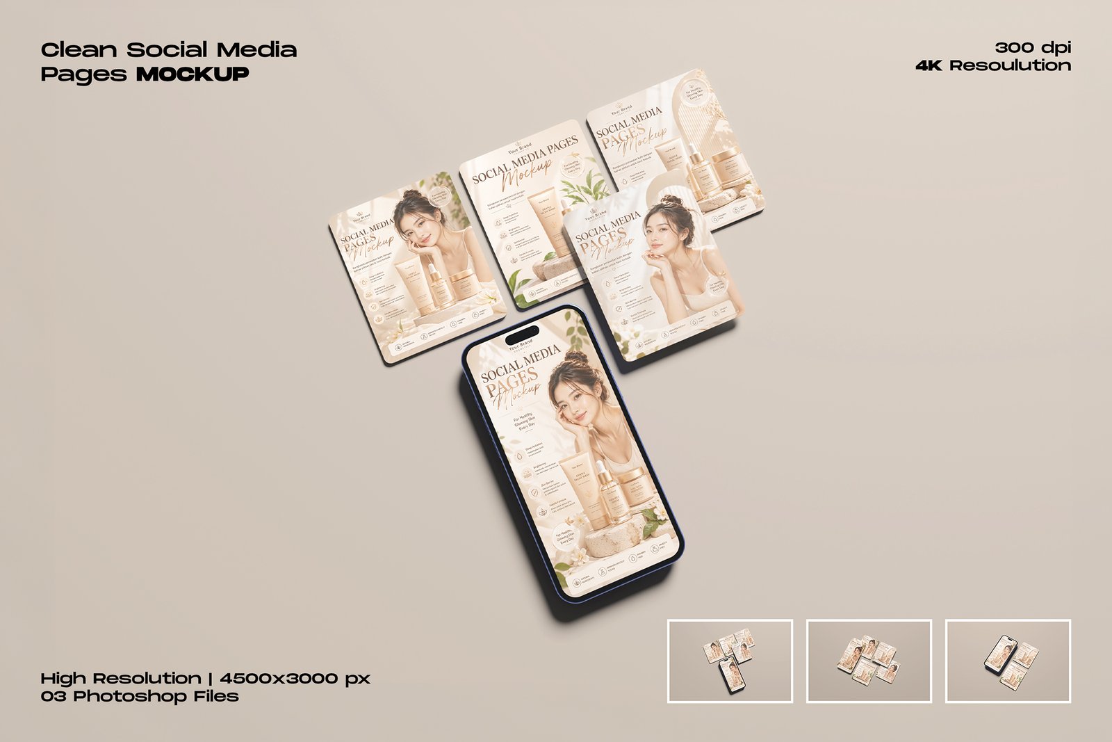 Clean Social Media Pages Mockup
