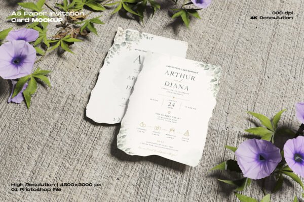 A5 Paper Invitation Card Mockup