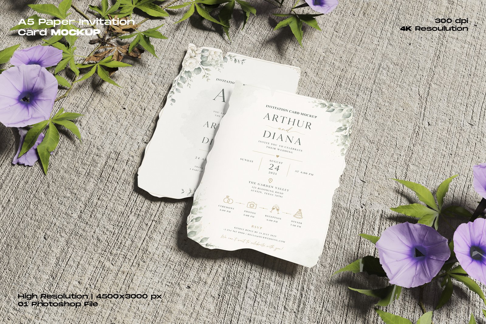 A5 Paper Invitation Card Mockup