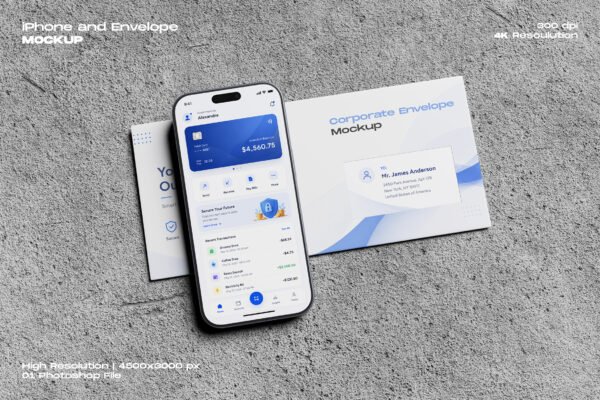iPhone and Envelope Mockup