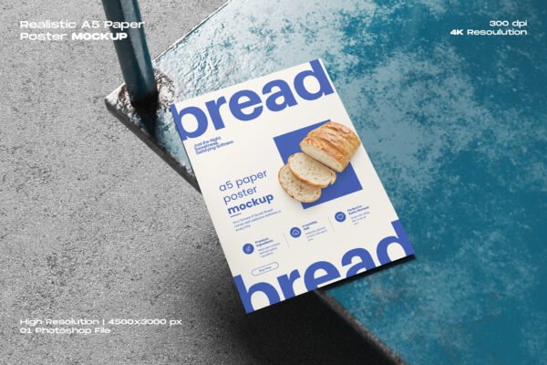 Realistic A5 Paper Poster Mockup