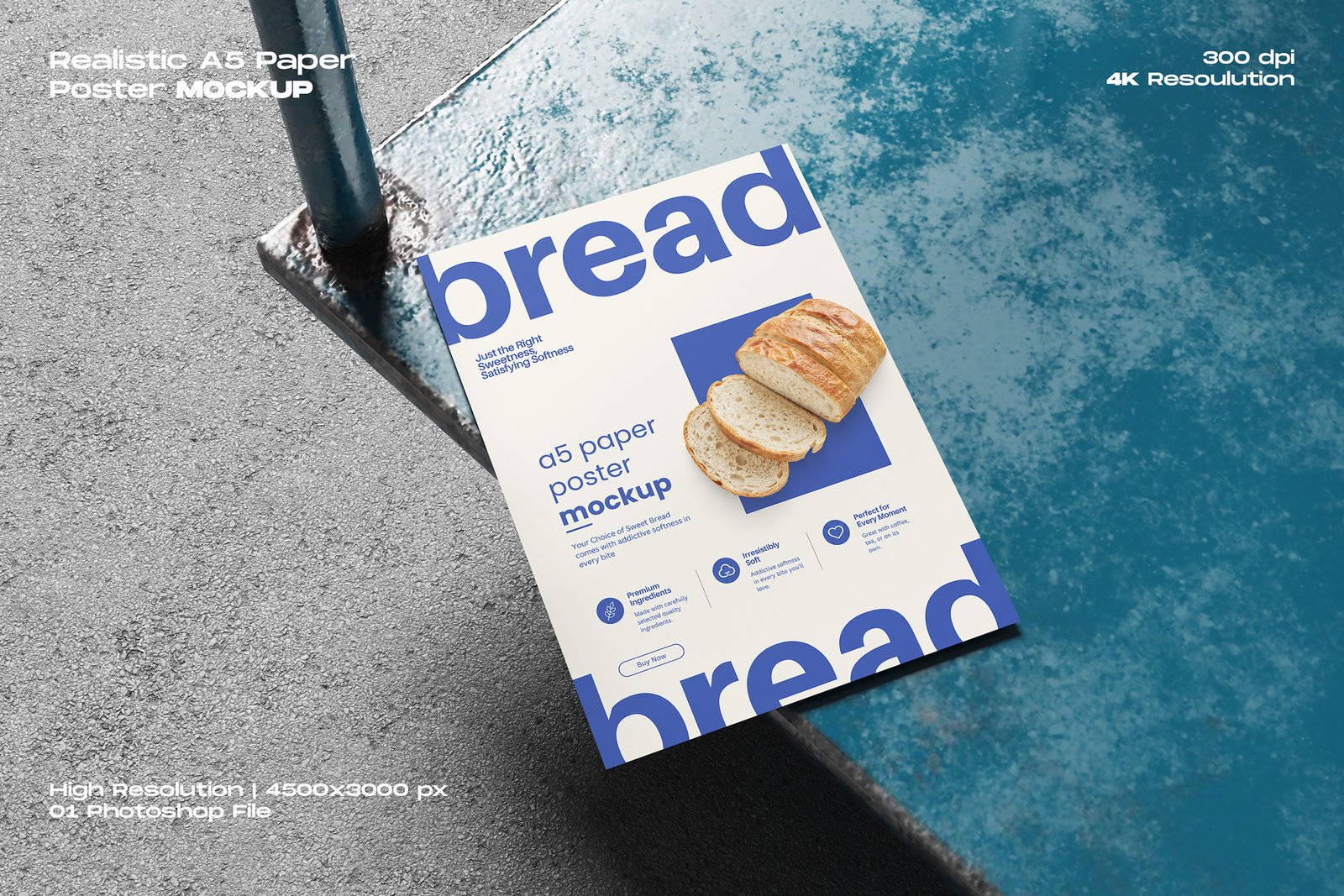 Realistic A5 Paper Poster Mockup