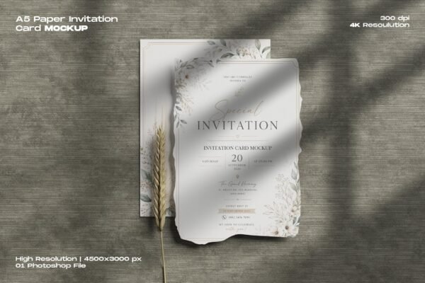 A5 Paper Invitation Card Mockup