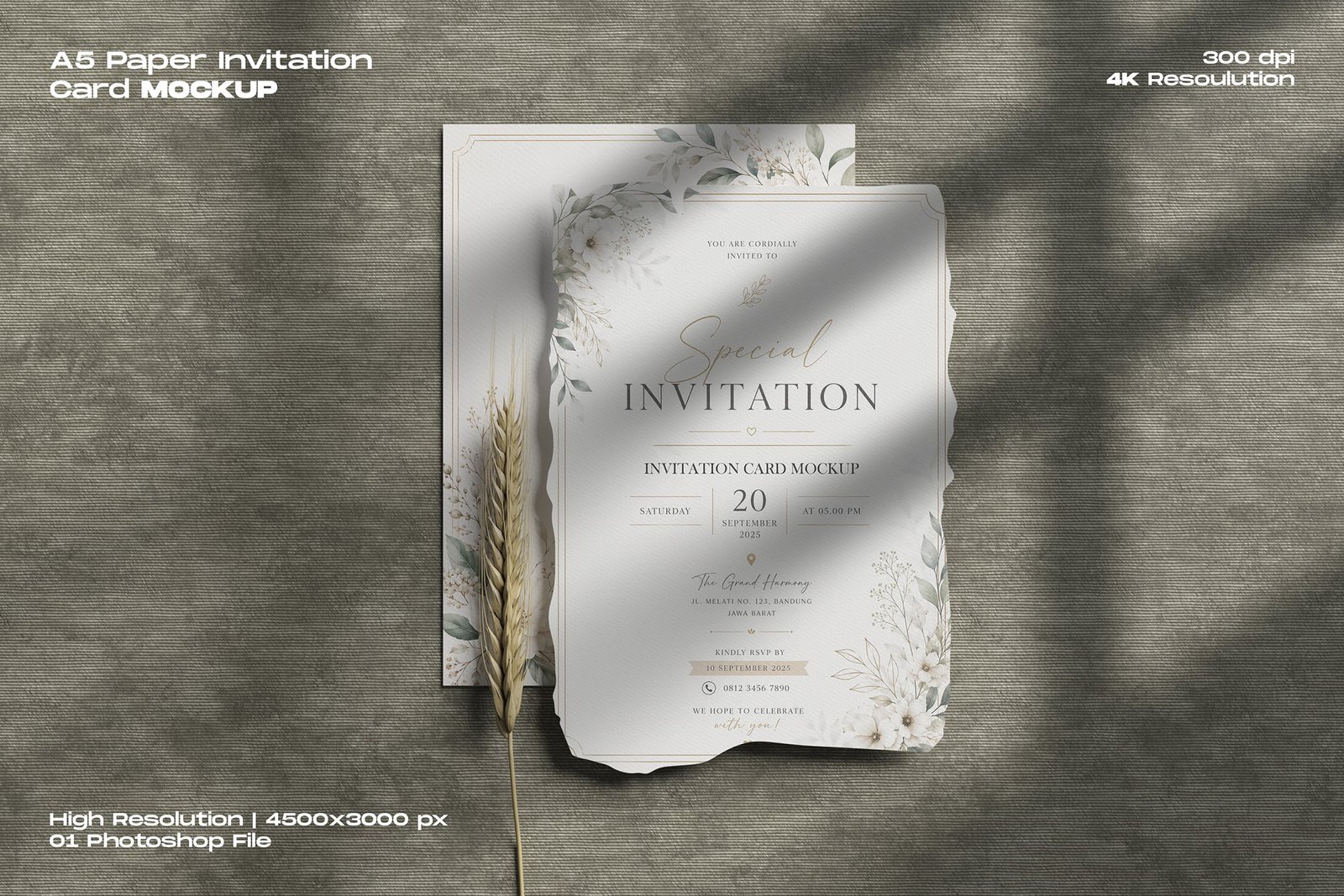 A5 Paper Invitation Card Mockup