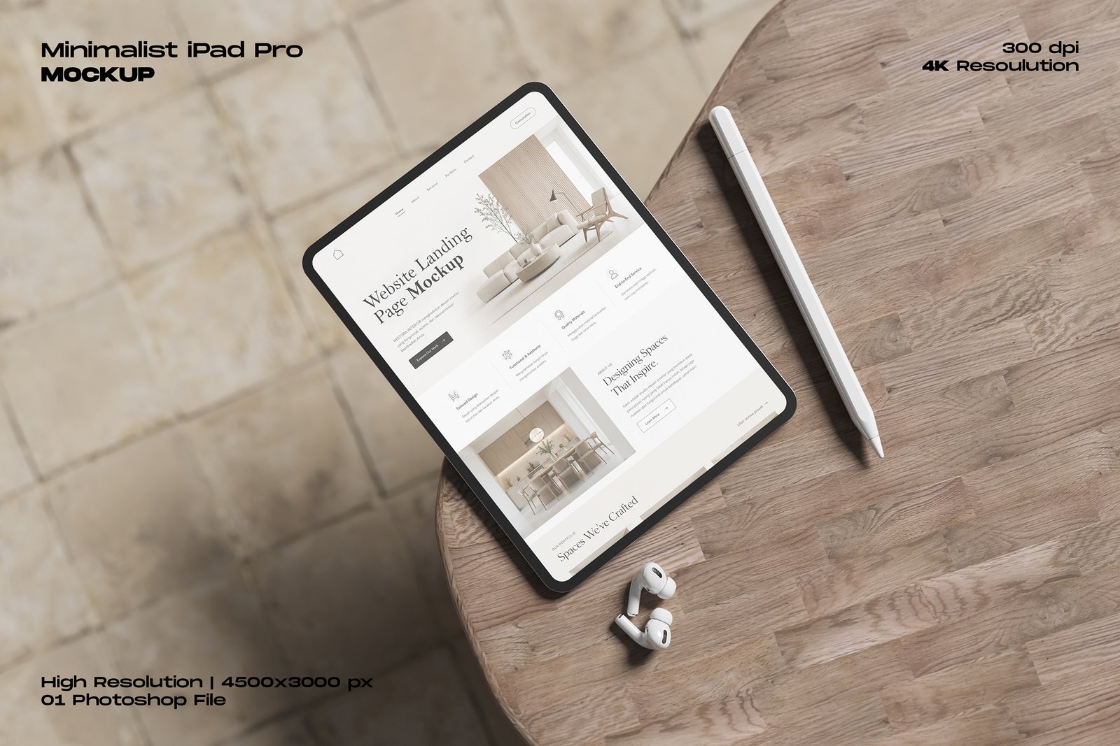 Minimalist iPad Pro Mockup