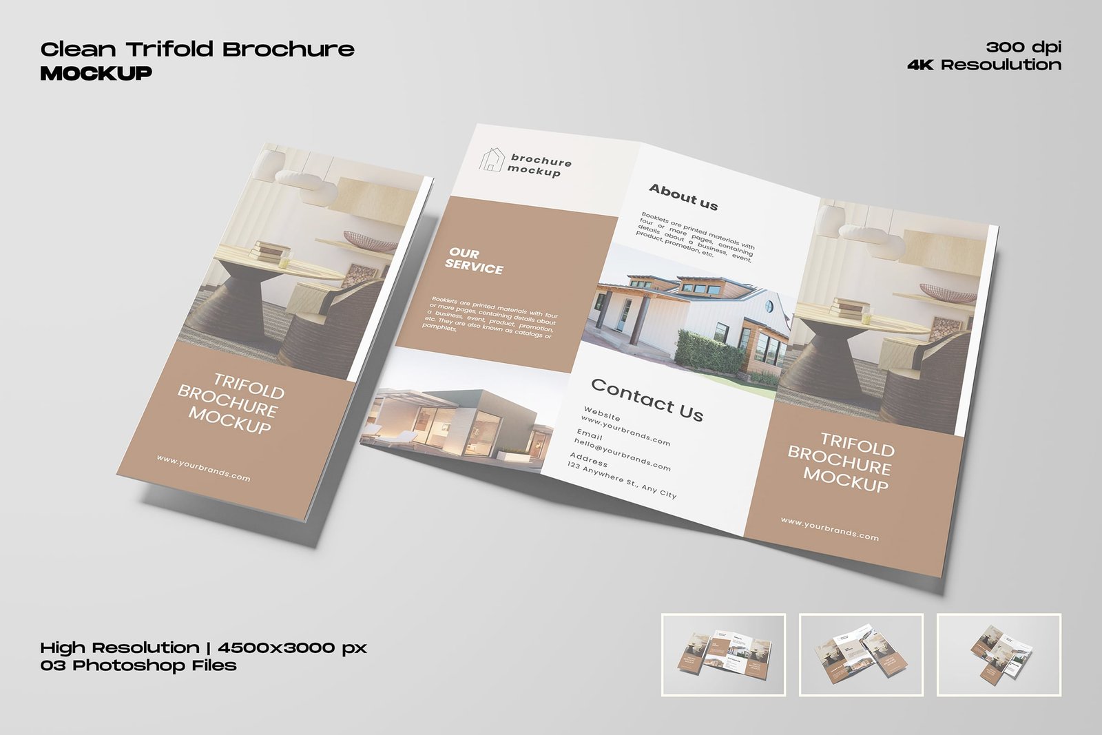 Clean Trifold Brochure Mockup