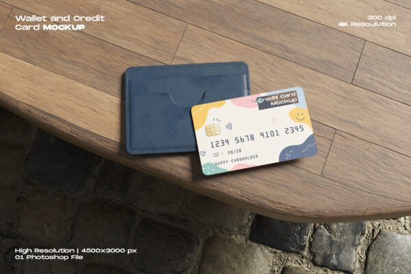 Wallet and Credit Card Mockup