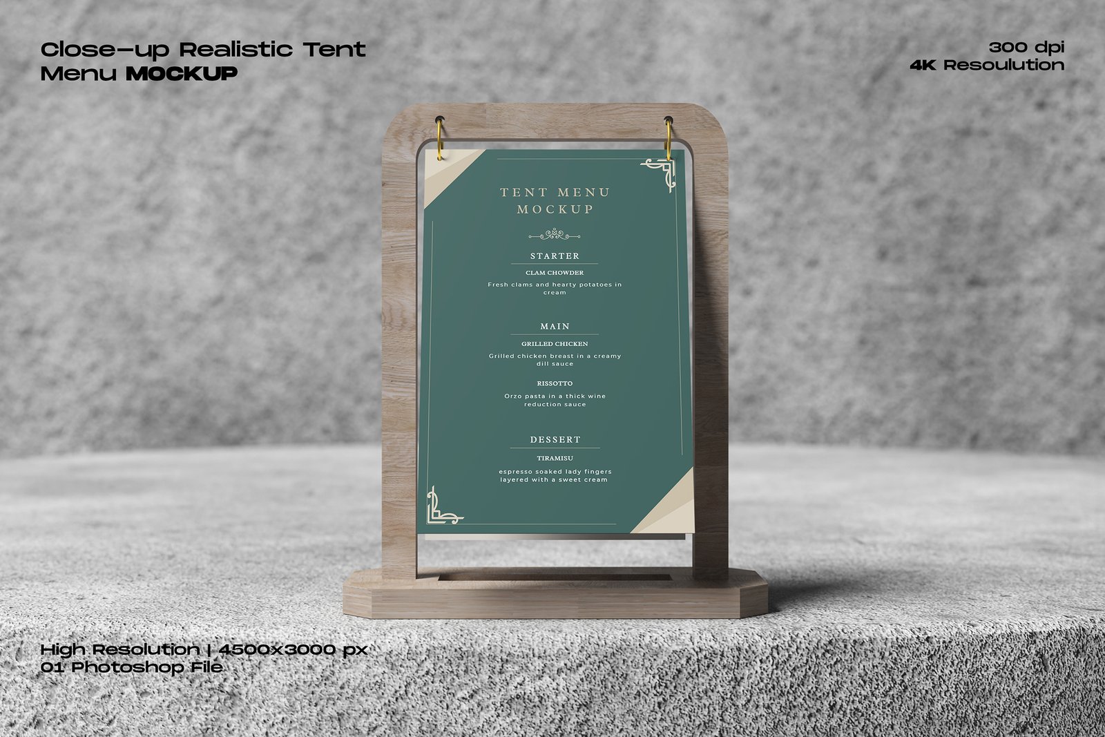 Close-up Realistic Tent Menu Mockup