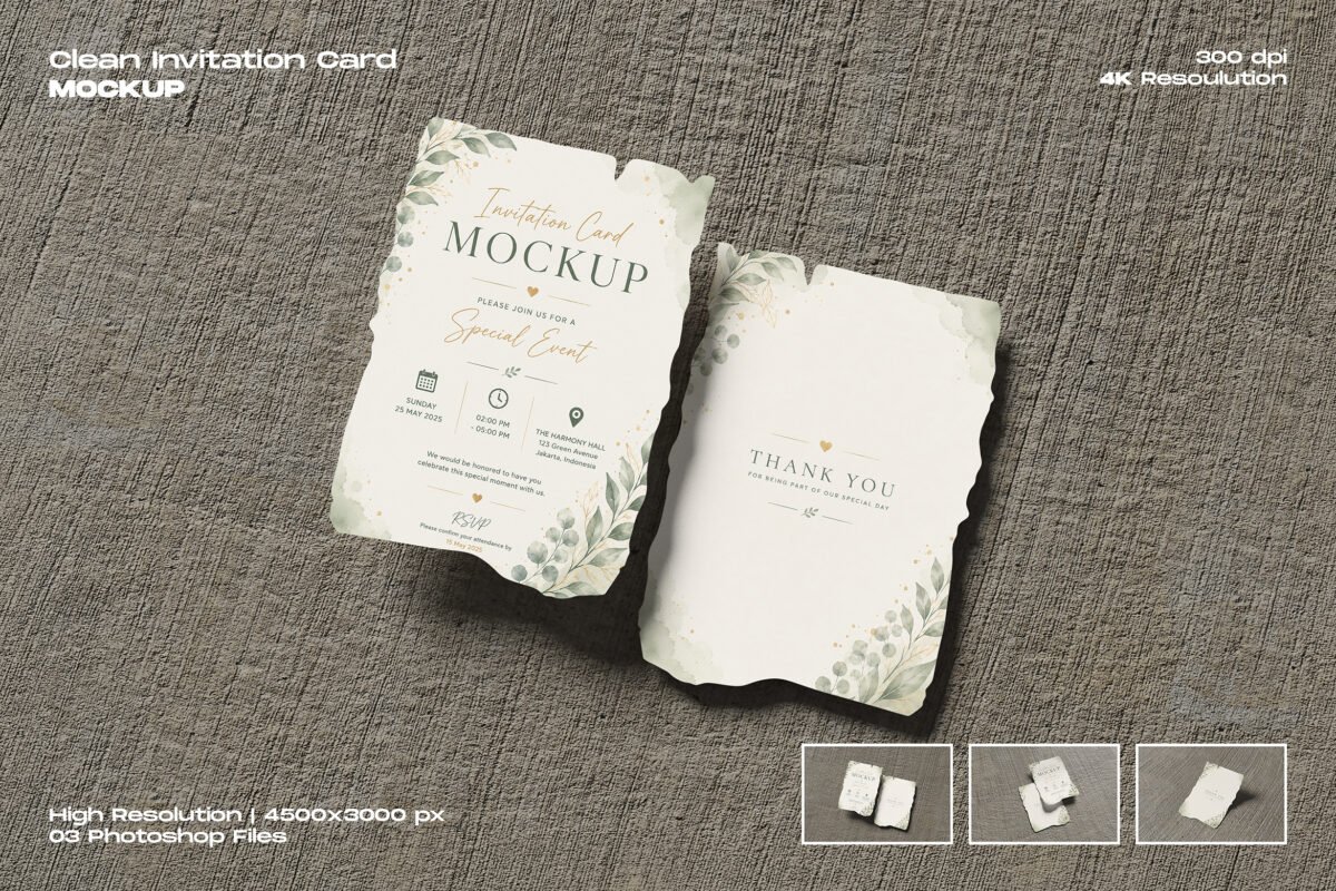 Clean Invitation Card Mockup