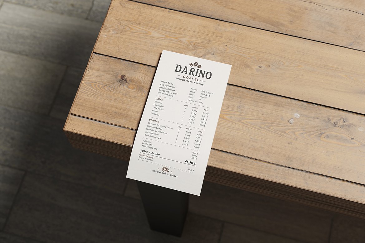 Realistic Receipt Paper Mockup