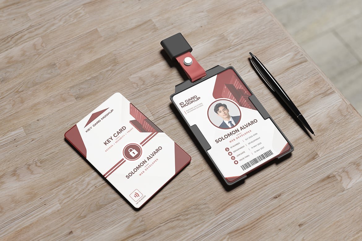 Realistic ID Card and Key Card Mockup