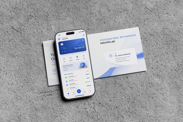 iPhone and Envelope Mockup