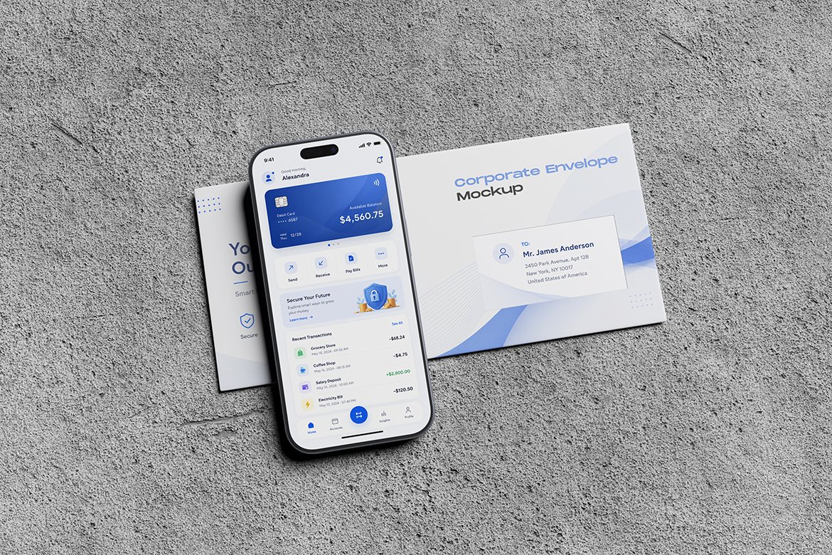 iPhone and Envelope Mockup