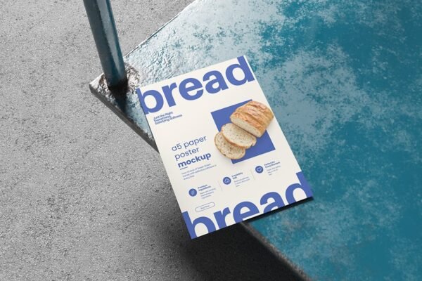 Realistic A5 Paper Poster Mockup