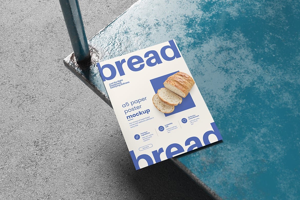 Realistic A5 Paper Poster Mockup
