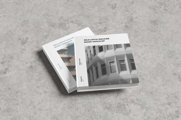 Realistic Square Book Mockup