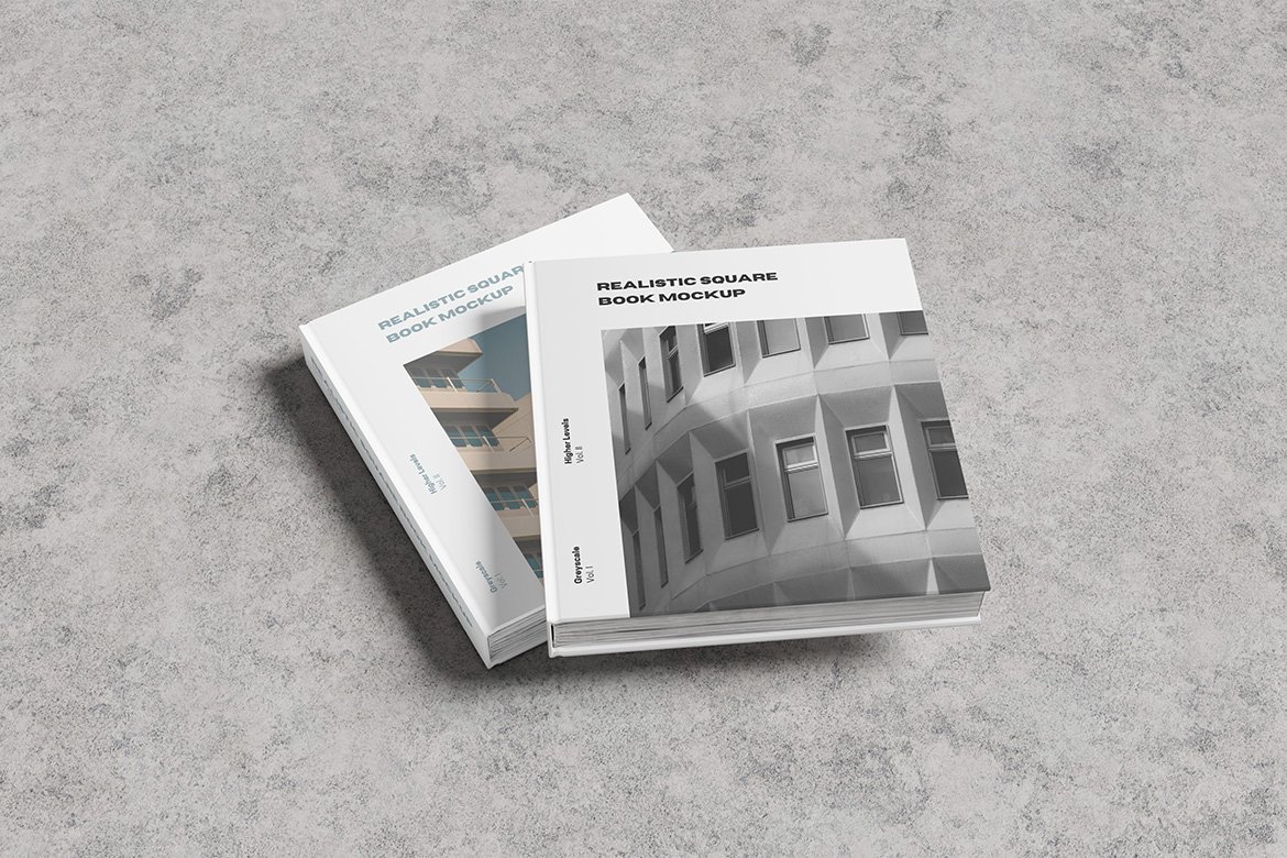 Realistic Square Book Mockup