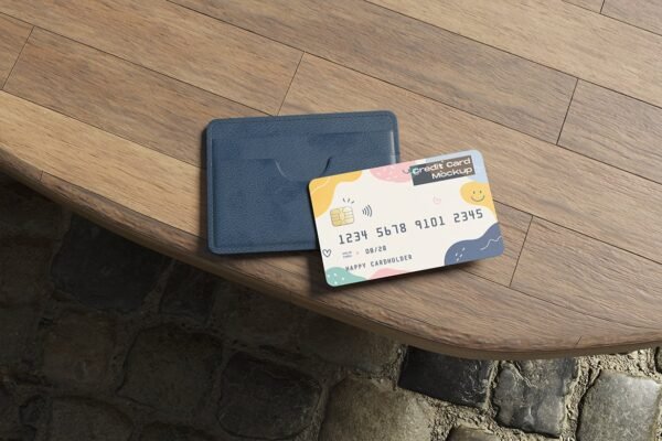 Wallet and Credit Card Mockup