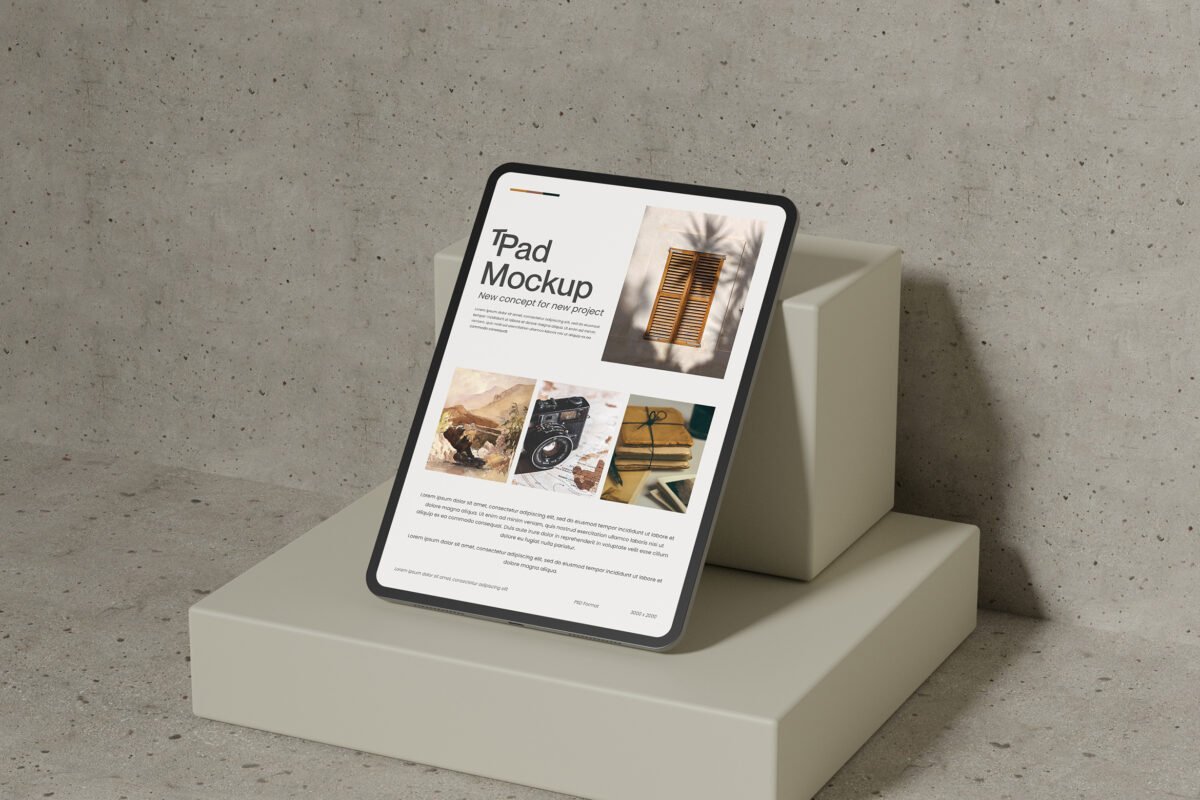 Minimalist Tablet Display Mockup for UI design