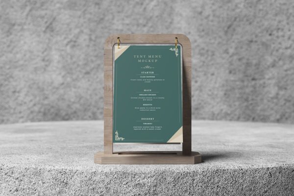 Close-up Realistic Tent Menu Mockup