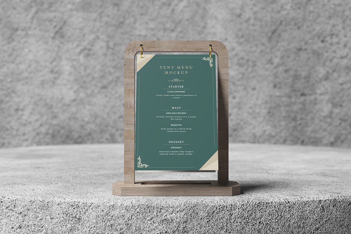 Close-up Realistic Tent Menu Mockup