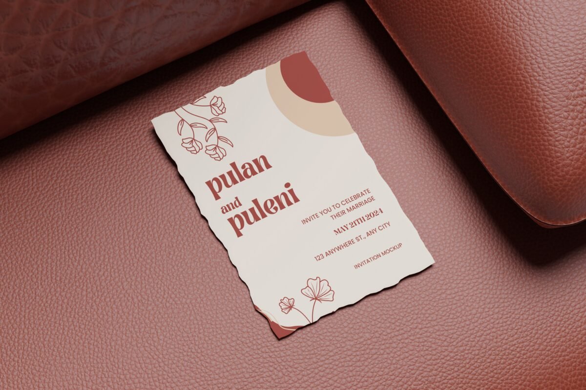 Perspective Wedding Invitation Card Mockup