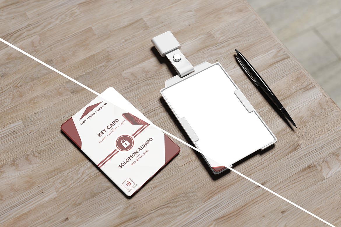 Realistic ID Card and Key Card Mockup