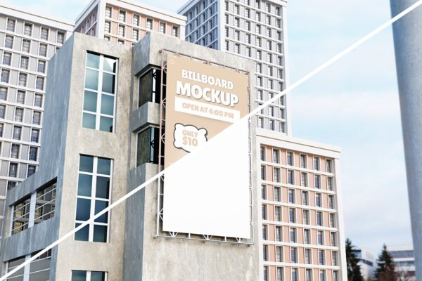 Vertical Ads Building Billboard Mockup